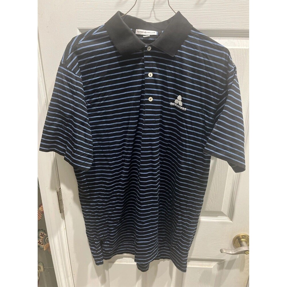 Peter Millar Polo Shirt Black The Boulders Mens Medium Striped